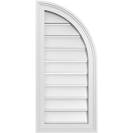 Ekena Millwork Quarter Round Top Right Surface Mount PVC Gable Vent w/ 2"W x 1-1/2"P Brickmould Frame, 14"W x 30"H GVPQR14X3002SF
